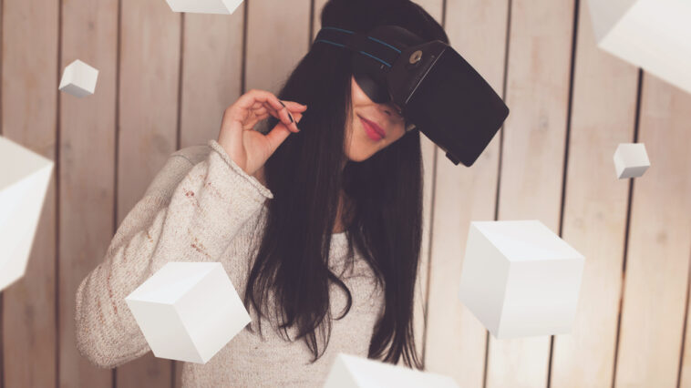 Woman in VR glasses
