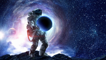 Spaceman carrying his mission. Mixed media