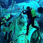 Astronaut Michael Barratt in the Hydrolab pool