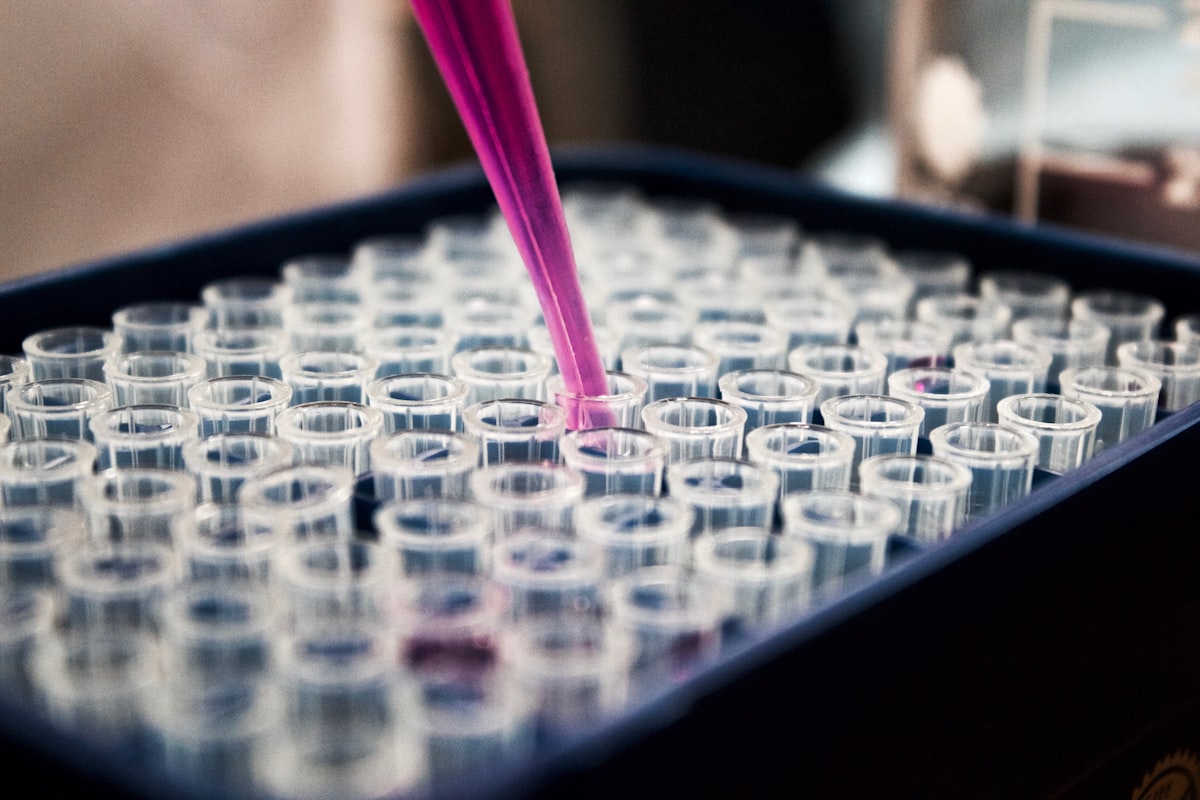 Pipette dispensing sample into PCR tubes