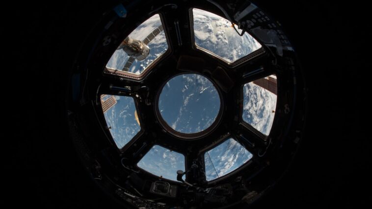 Earth seen through the ISS Cupola windows