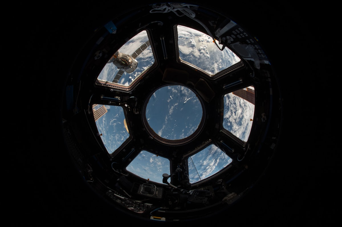 Earth seen through the ISS Cupola windows